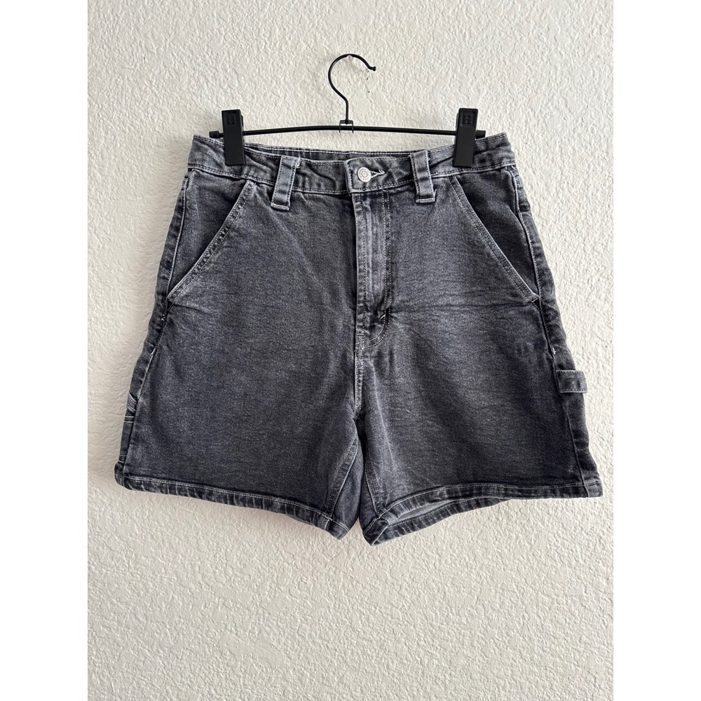Wild Fable Carpenter Denim Shorts 8 Washed Black High Rise Cinch Back Utility